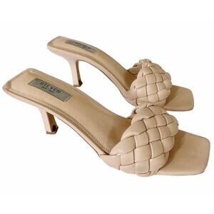 Steven by Steve Madden Braided Kitten Heels Mule Sandal Square Toe Sz 10